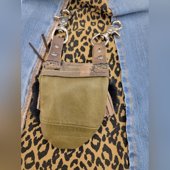 Southwest Native Fringed Leather Clip Pouch Mini Bag Handmade - Picture 6 of 9